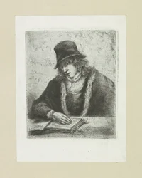 Lesender Mann mit Hut