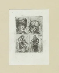 Vier Männer (The Compleat Work of Etchings by John Chalon)