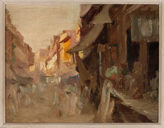 Agra - Markt auf der Straße am Abend. Von einer Reise nach Indien