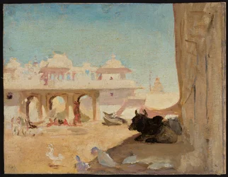 Hof des Maharadschapalastes. Von der Reise nach Indien