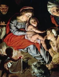 Die Heilige Familie um ein Feuer, ca. 1532-33