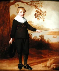 Porträt eines siebenjährigen Jungen in einer Flusslandschaft, 1640