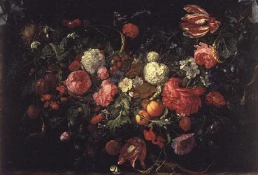 Stillleben mit Blumen und Früchten