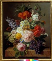 Blumen und Früchte, 1827. 0,63 x 0,52 m. Rouen, Museum der Schönen Künste