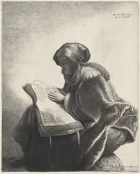 Lesende alte Frau