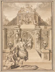 Perseus und Minerva vor einem Tempel