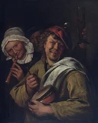Der Rommelpot: Innenraum mit drei Figuren