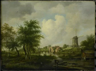 Die verfallene Mauer in Amsterdam mit dem Weteringpoort, gesehen über den Buitensingel