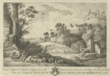 Blick auf eine Landschaft mit Hirten