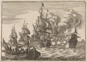 Bei Valencia wird der spanische Admiral Papachino von drei französischen Schiffen unter Admiral Tourville angegriffen, weil er nicht schnell genug salutierte, 1688