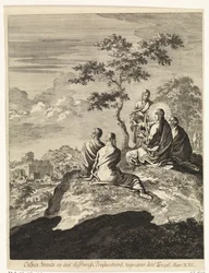 Christus spricht mit Petrus, Jakobus, Johannes und Andreas auf dem Ölberg