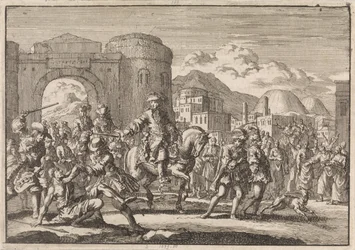 Französischer Gesandter beim Sultan reitet in Jerusalem ein, 1674