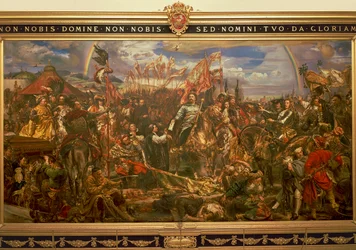 Gemälde von Jan Matejko oder Jan Mateyko (1838-1893), Darstellung von Jan III. Sobieski, der Wien befreit und die Siegesbotschaft an den Papst sendet