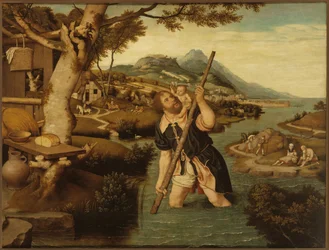 Landschaft mit Heiligem Christophorus, erste Hälfte des 16. Jahrhunderts