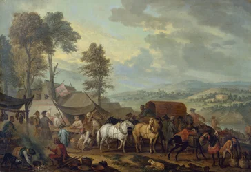 Piemontesische Soldaten in einem italienischen Dorf