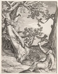 Elia in der Wüste von Raben gefüttert