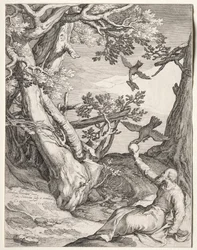 Elija in der Wüste von Raben gefüttert, 1604