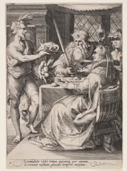 Winter (Bankett mit Bacchus, der einem älteren Paar aufwartet), aus Die vier Jahreszeiten