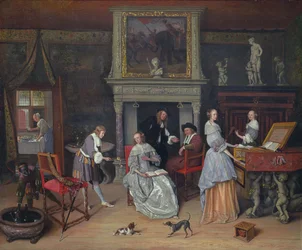 Fantasie-Interieur mit Jan Steen und der Familie von Gerrit Schouten