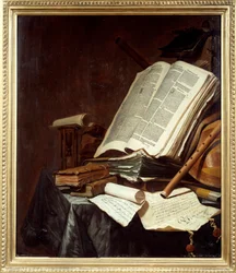 Bücher und Musikinstrumente