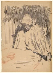 Alte Frau am Tisch (Malle Teun)