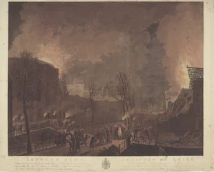 Leidens Katastrophe, verursacht durch die Explosion eines Schiffes mit Schießpulver am 12. Januar 1807
