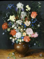 Blumenstrauß in einer Tonvase, um 1609