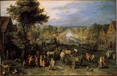 Dorf mit Karren