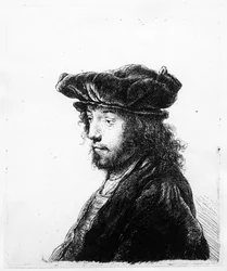 Ein orientalischer Kopf, radiert von Rembrandt, ca. 1635