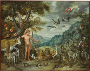 Adam benennt die Tiere, aus „Die Geschichte von Adam und Eva“