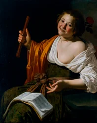 Mädchen mit Flöte, um 1630