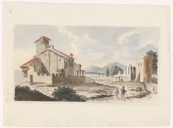 Italienische Landschaft mit Mann auf einem Maultier