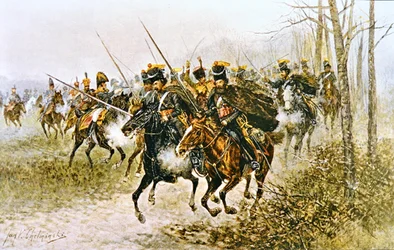 Napoleon und sein Stab von Kosaken überrascht