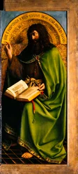 Genter Altar. Anbetung des mystischen Lammes: Johannes der Täufer, 1432