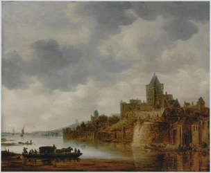 Flusslandschaft mit Blick auf das Valkhof in Nijmegen