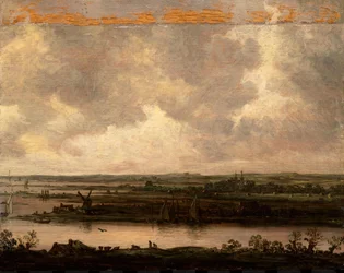 Panoramablick auf den Fluss Spaarne und den Haarlemmermeer