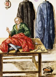 Schneiderei, Illustration aus dem Manuskript Dress of Venetians