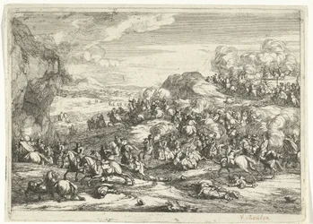 Landschaft mit Reiterkampf