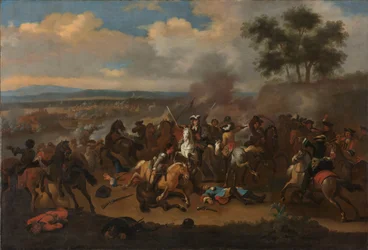 Die Schlacht am Boyne, Irland, zwischen König James II. und Wilhelm III., 12. Juli 1690