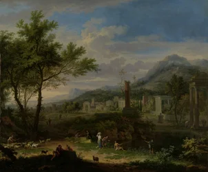 Arkadische Landschaft mit Fischern
