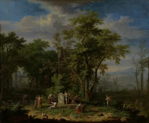 Arkadische Landschaft mit einem zeremoniellen Opfer