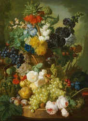 Stillleben mit Blumen und Früchten