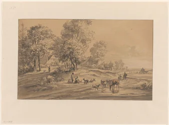 Landschaft mit Bauern und Vieh