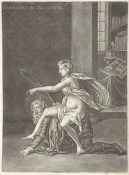 Sokrates von seiner Frau verspottet Sokrates & Xanthippe (Titel auf dem Objekt)
