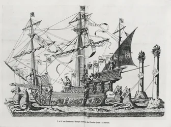 Triumphales Schiff bei der Trauerprozession von Kaiser Karl V., 1559