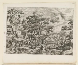 Landschaft mit Dorfszene