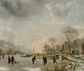 Winterlandschaft mit Kolfspielern