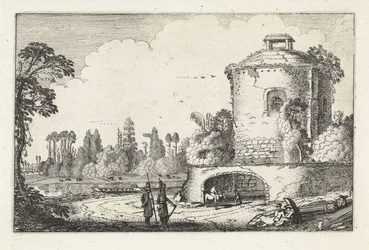 Landschaft mit einem runden Turm
