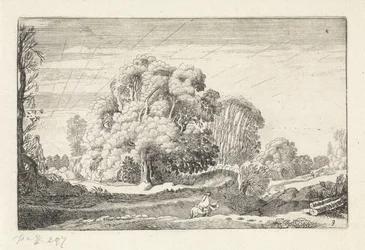 Reiter in einer Landschaft bei Sonnenaufgang