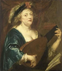 Porträt einer Frau, die Laute spielt